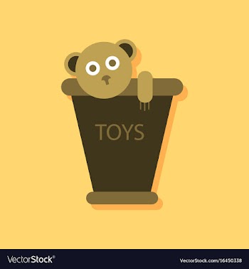 Flat icon design teddy bear in bucket in sticker vector image