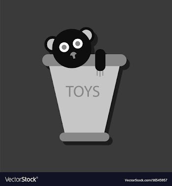Flat icon design teddy bear in bucket in sticker vector image