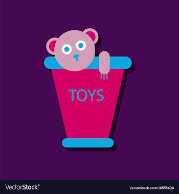 Flat icon design teddy bear in bucket in sticker vector image