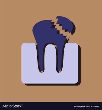 Flat icon design tooth in sticker style vector image
