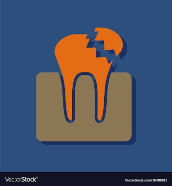 Flat icon design tooth in sticker style vector image