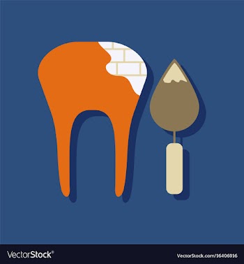 Flat icon design tooth in sticker style vector image