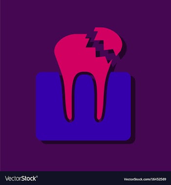 Flat icon design tooth in sticker style vector image