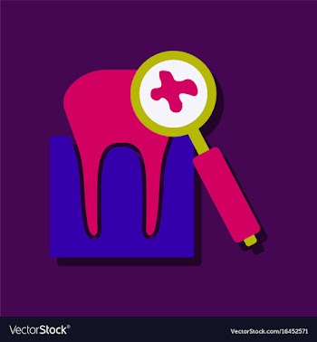 Flat icon design tooth in sticker style vector image