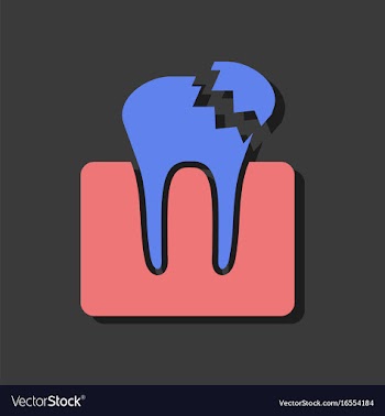Flat icon design tooth in sticker style vector image