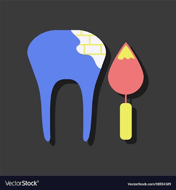 Flat icon design tooth in sticker style vector image