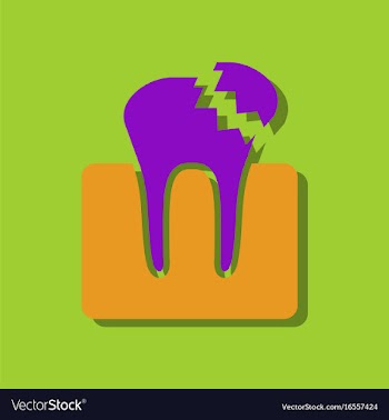Flat icon design tooth in sticker style vector image