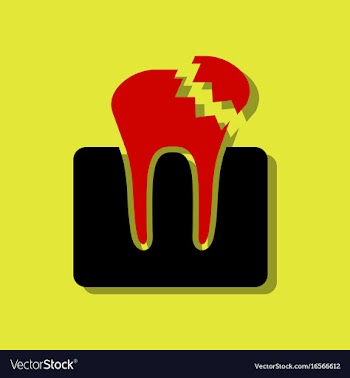 Flat icon design tooth in sticker style vector image