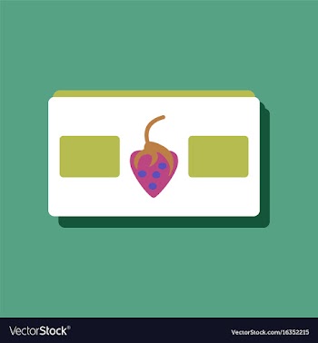 Flat icon design videocassette and strawberry in vector image