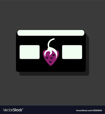 Flat icon design videocassette and strawberry in vector image