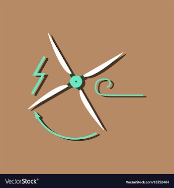 Flat icon design wind turbine in sticker style vector image