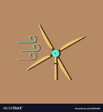 Flat icon design wind turbine in sticker style vector image