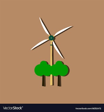 Flat icon design wind turbine in sticker style vector image