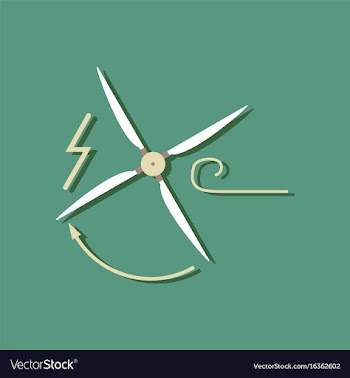 Flat icon design wind turbine in sticker style vector image