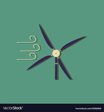 Flat icon design wind turbine in sticker style vector image