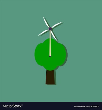 Flat icon design wind turbine in sticker style vector image