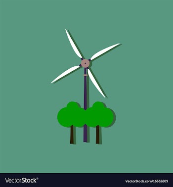 Flat icon design wind turbine in sticker style vector image