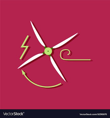 Flat icon design wind turbine in sticker style vector image
