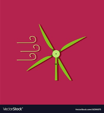 Flat icon design wind turbine in sticker style vector image