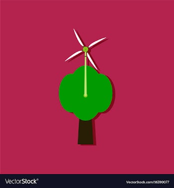 Flat icon design wind turbine in sticker style vector image