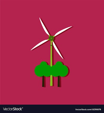 Flat icon design wind turbine in sticker style vector image