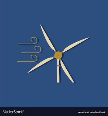 Flat icon design wind turbine in sticker style vector image