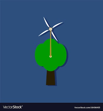 Flat icon design wind turbine in sticker style vector image