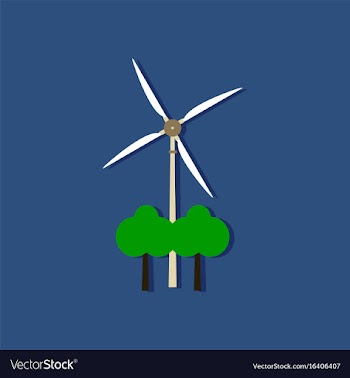 Flat icon design wind turbine in sticker style vector image