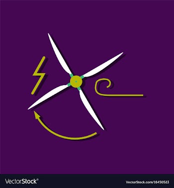Flat icon design wind turbine in sticker style vector image