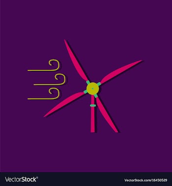 Flat icon design wind turbine in sticker style vector image