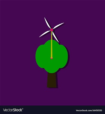 Flat icon design wind turbine in sticker style vector image