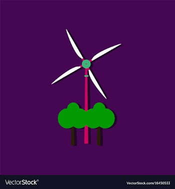Flat icon design wind turbine in sticker style vector image