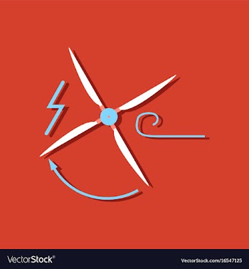 Flat icon design wind turbine in sticker style vector image