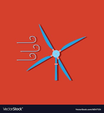 Flat icon design wind turbine in sticker style vector image