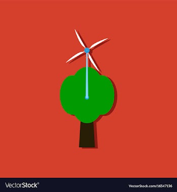 Flat icon design wind turbine in sticker style vector image