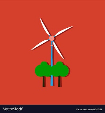 Flat icon design wind turbine in sticker style vector image