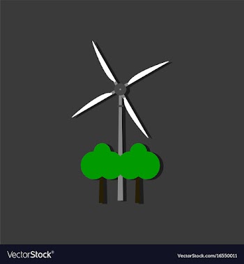 Flat icon design wind turbine in sticker style vector image