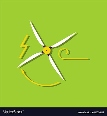 Flat icon design wind turbine in sticker style vector image