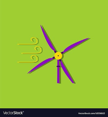 Flat icon design wind turbine in sticker style vector image