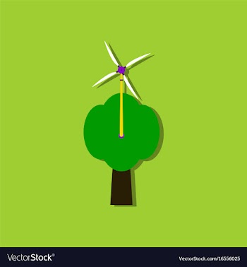 Flat icon design wind turbine in sticker style vector image