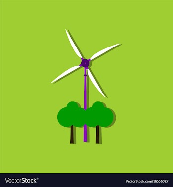 Flat icon design wind turbine in sticker style vector image