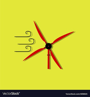 Flat icon design wind turbine in sticker style vector image
