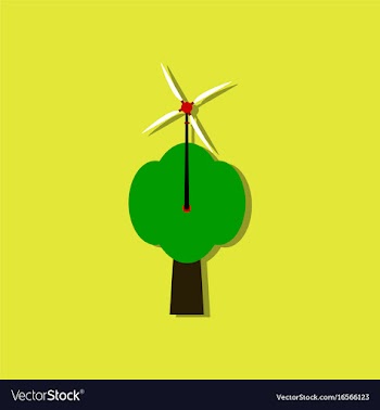 Flat icon design wind turbine in sticker style vector image