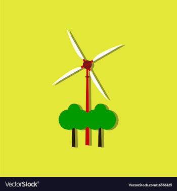 Flat icon design wind turbine in sticker style vector image