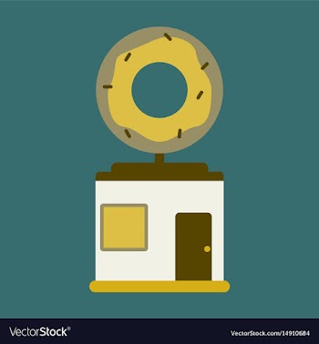 Flat icon donut shop vector image