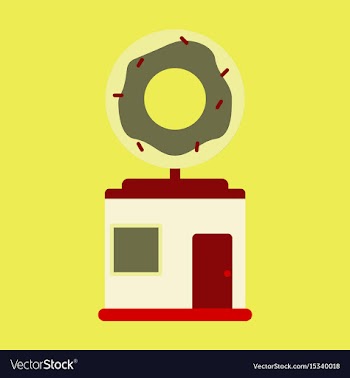 Flat icon donut shop vector image