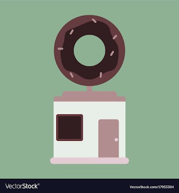 Flat icon donut shop vector image