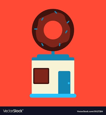 Flat icon donut shop vector image