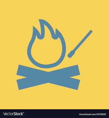 Flat icon fire and match bonfire vector image