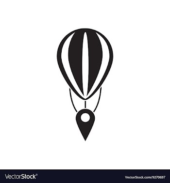Flat icon in black and white air balloon vector image